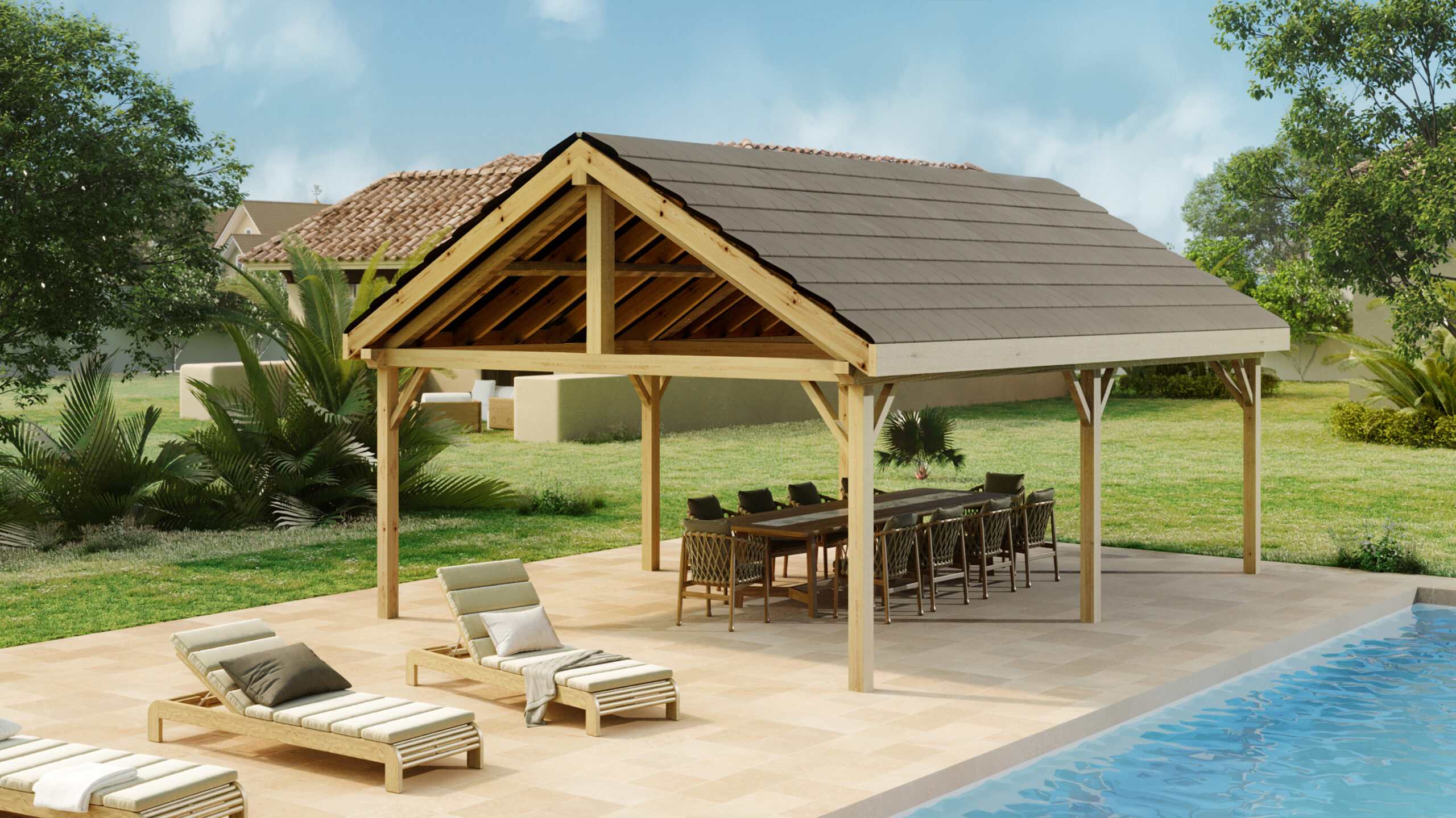 Auvent autoporté 2 pentes